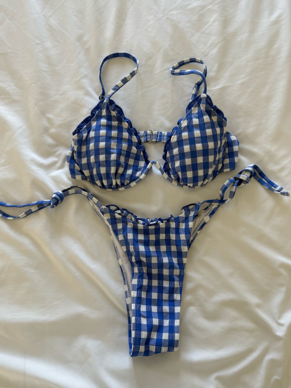 Blue and White Gingham Bikini